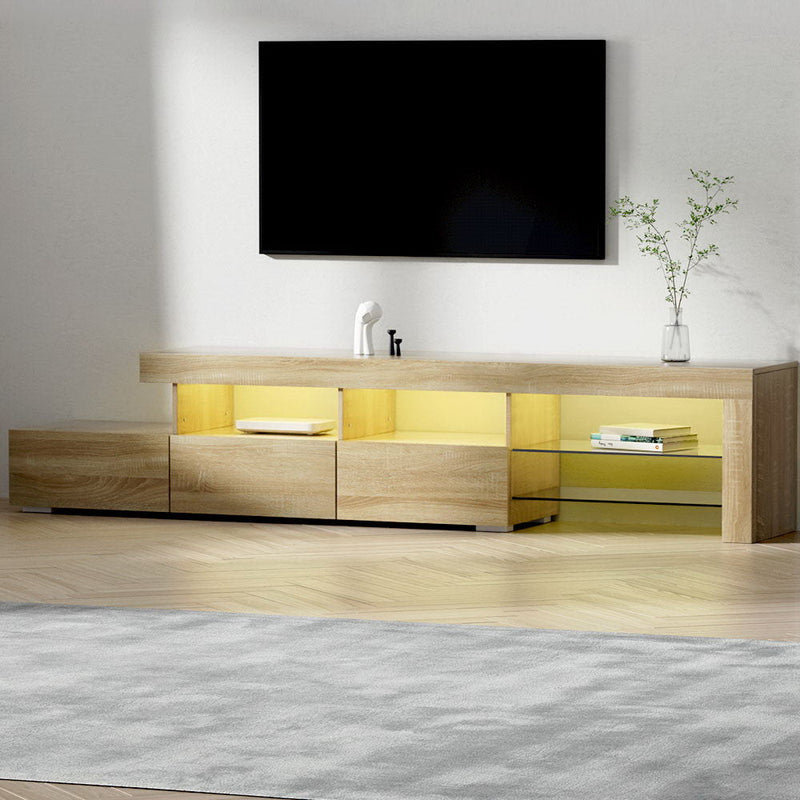 215cm LED TV Cabinet Entertainment Unit - Wood - Furniture > Living Room - Rivercity House & Home Co. (ABN 18 642 972 209) - Affordable Modern Furniture Australia