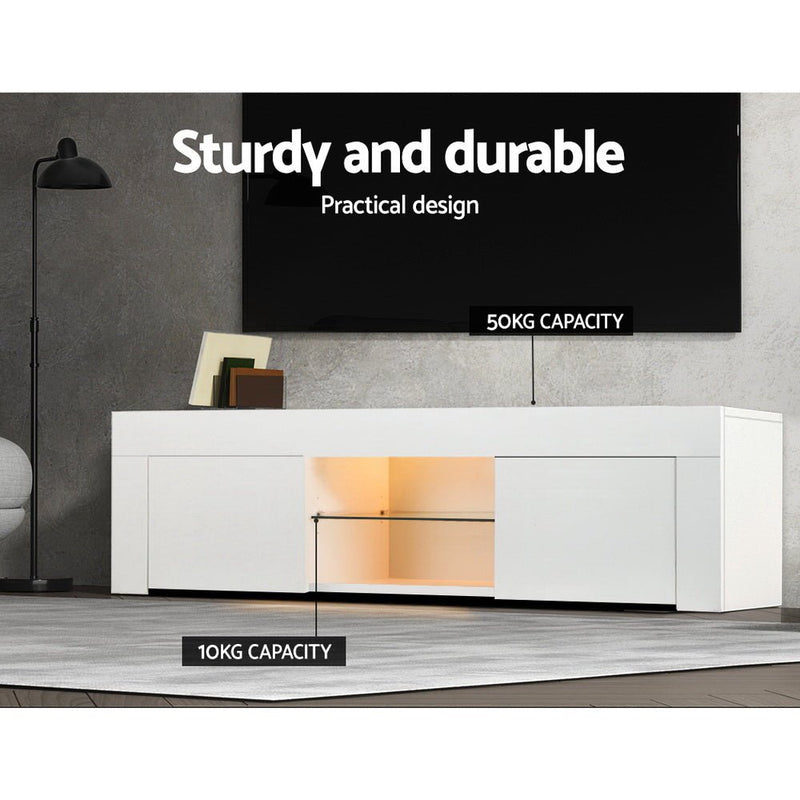 TV Entertainment Unit with LED Lighting - White - Mid-Season Super Sale - Rivercity House & Home Co. (ABN 18 642 972 209) - Affordable Modern Furniture Australia