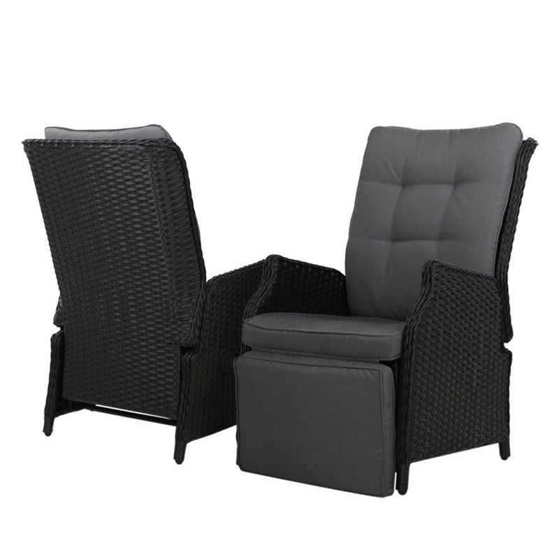 Twin Pack - Elizabeth Wicker Recliner Chairs (Black) - Rivercity House & Home Co. (ABN 18 642 972 209) - Affordable Modern Furniture Australia