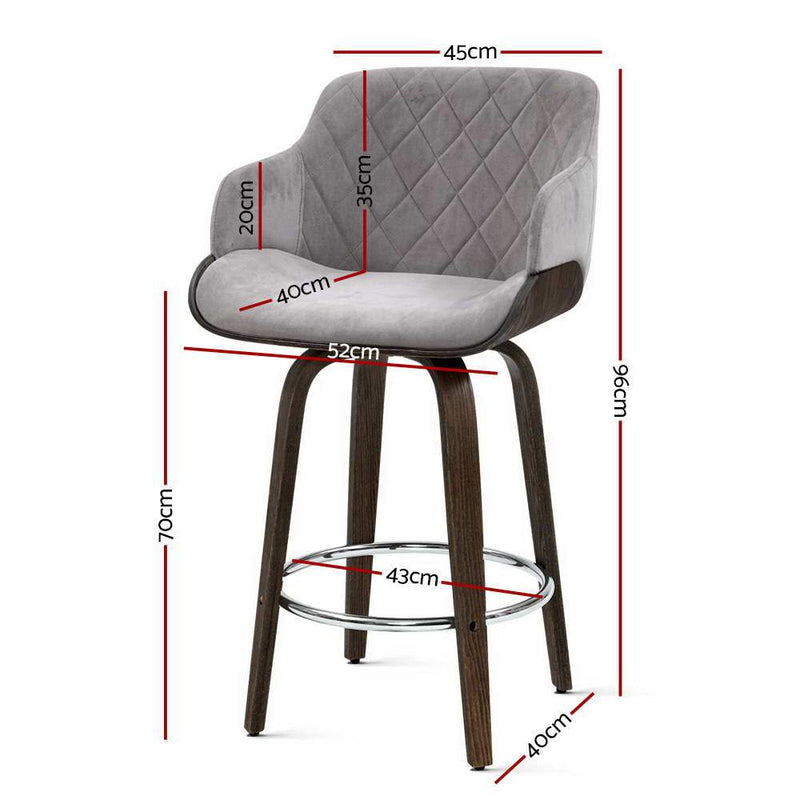 Lucian Grey Velvet Bar Stool Chair - Rivercity House & Home Co. (ABN 18 642 972 209) - Affordable Modern Furniture Australia