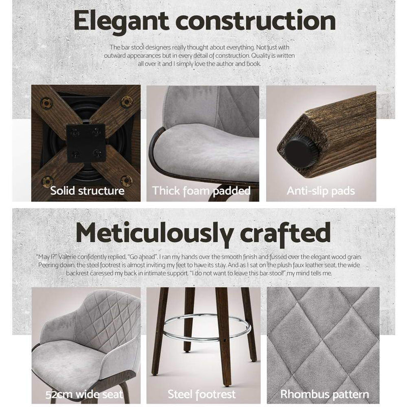 Lucian Grey Velvet Bar Stool Chair - Rivercity House & Home Co. (ABN 18 642 972 209) - Affordable Modern Furniture Australia
