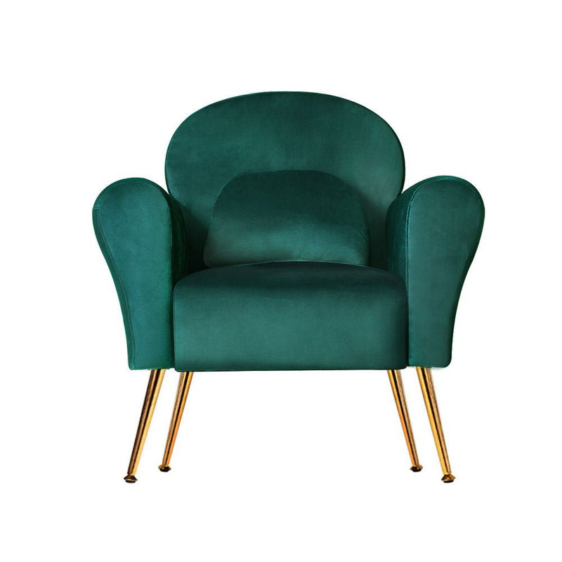 Velvet Cushion Armchair Lounge Chair Accent Green - Rivercity House & Home Co. (ABN 18 642 972 209) - Affordable Modern Furniture Australia