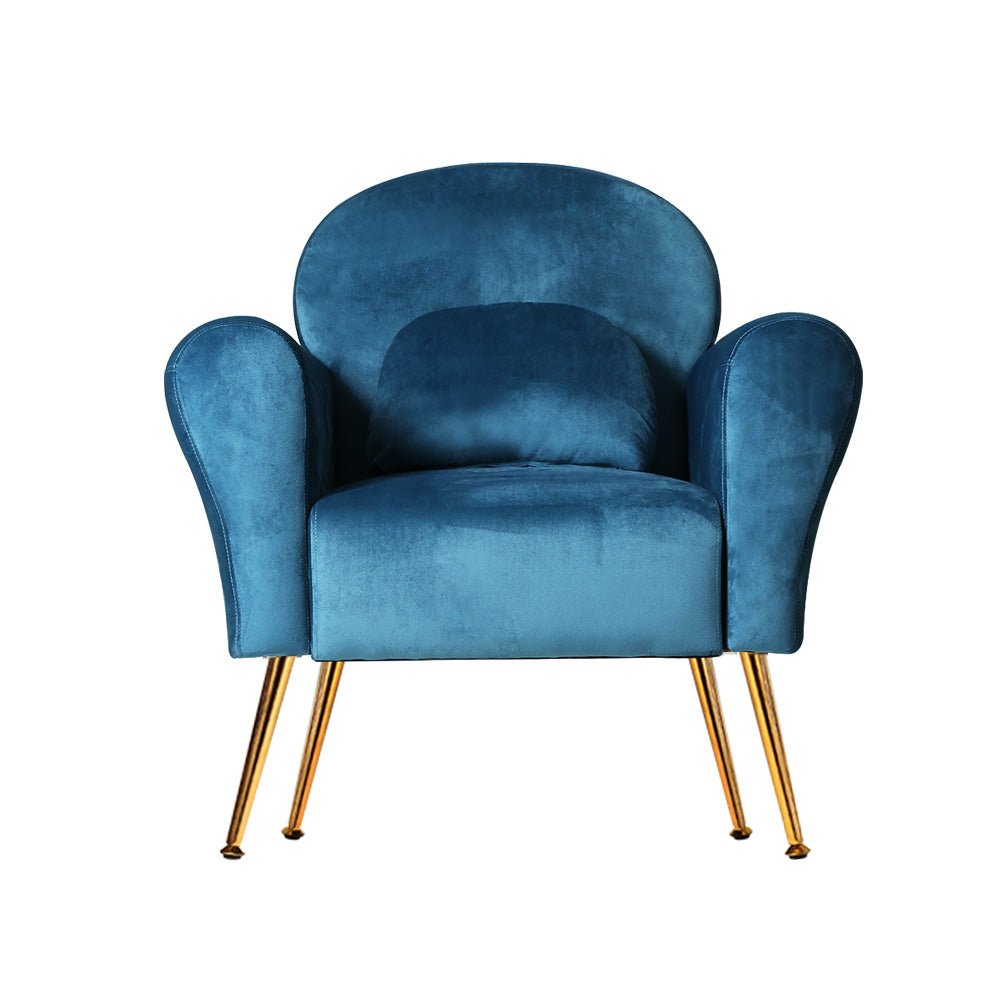 Velvet Cushion Armchair Lounge Chair Accent Navy - Rivercity House & Home Co. (ABN 18 642 972 209) - Affordable Modern Furniture Australia