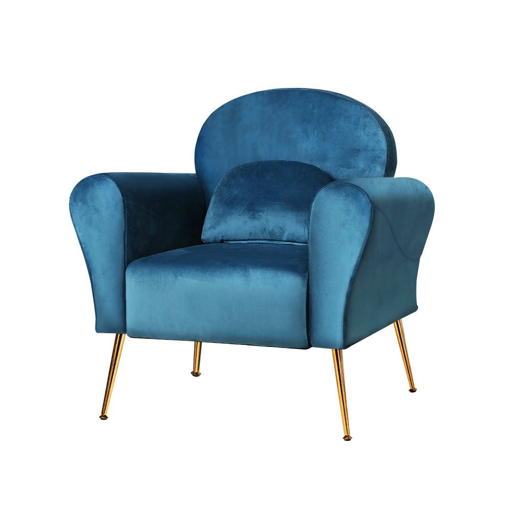 Velvet Cushion Armchair Lounge Chair Accent Navy - Rivercity House & Home Co. (ABN 18 642 972 209) - Affordable Modern Furniture Australia