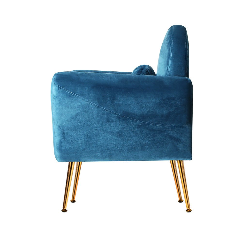 Velvet Cushion Armchair Lounge Chair Accent Navy - Rivercity House & Home Co. (ABN 18 642 972 209) - Affordable Modern Furniture Australia