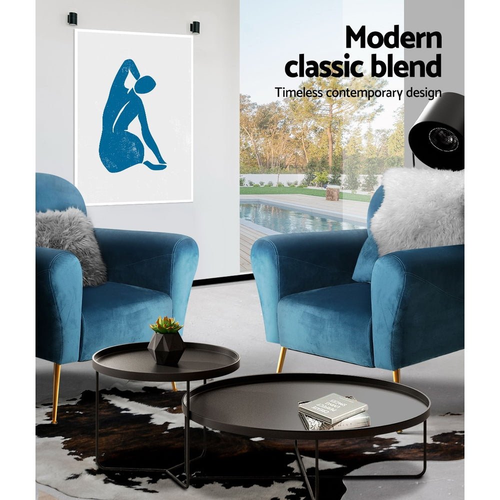 Velvet Cushion Armchair Lounge Chair Accent Navy - Rivercity House & Home Co. (ABN 18 642 972 209) - Affordable Modern Furniture Australia