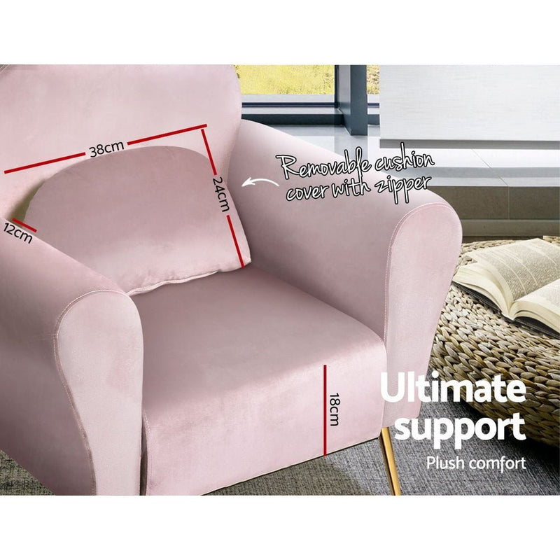 Velvet Cushion Armchair Lounge Chair Accent Pink - Rivercity House & Home Co. (ABN 18 642 972 209) - Affordable Modern Furniture Australia