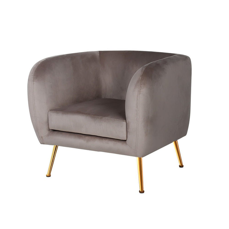 Velvet Lounge Armchair Beige - Rivercity House & Home Co. (ABN 18 642 972 209) - Affordable Modern Furniture Australia
