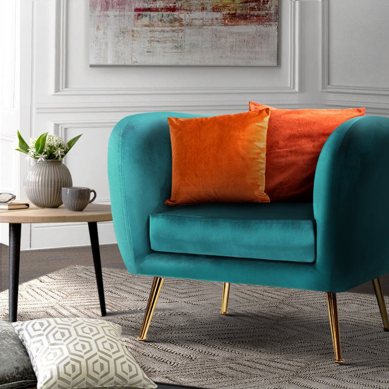 Velvet Lounge Armchair Green - Furniture > Living Room - Rivercity House & Home Co. (ABN 18 642 972 209)