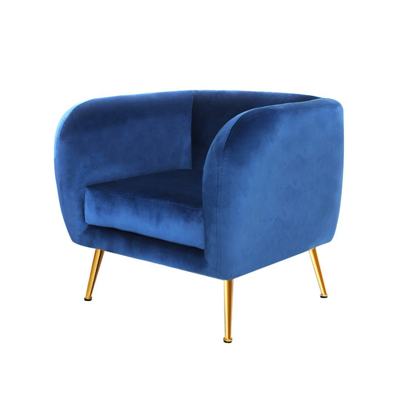 Velvet Lounge Armchair Navy - Furniture > Living Room - Rivercity House & Home Co. (ABN 18 642 972 209)