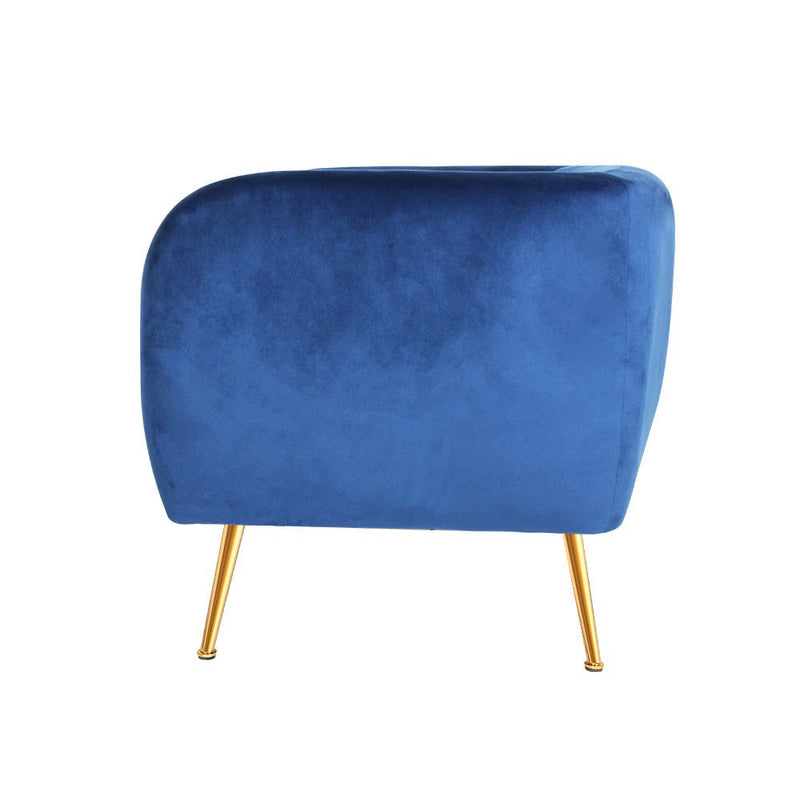 Velvet Lounge Armchair Navy - Rivercity House & Home Co. (ABN 18 642 972 209) - Affordable Modern Furniture Australia