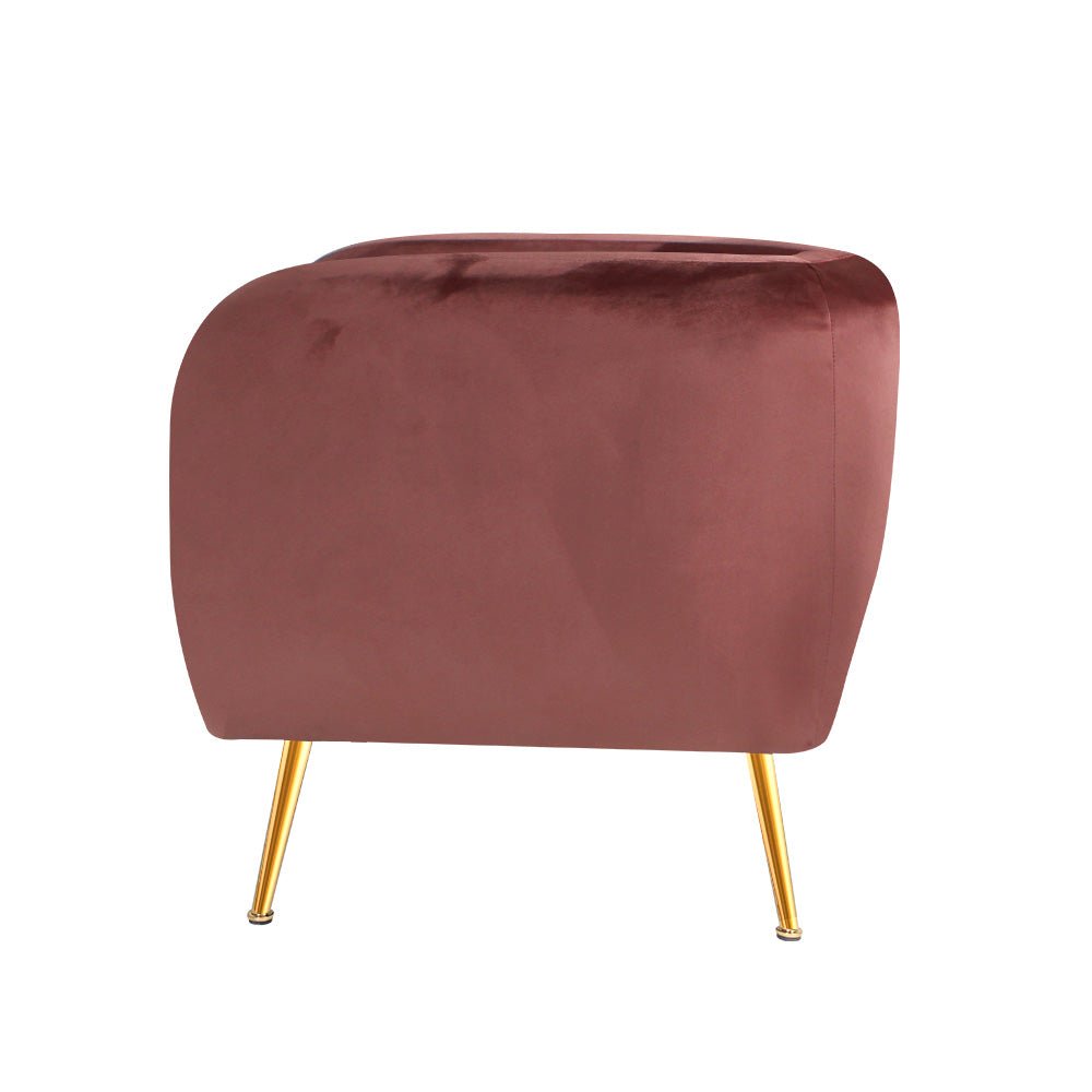 Velvet Lounge Armchair Pink - Rivercity House & Home Co. (ABN 18 642 972 209) - Affordable Modern Furniture Australia