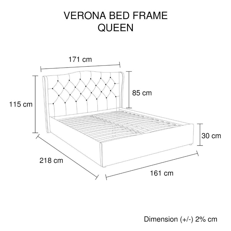 Verona Gas Lift Queen Bed Frame Grey - Rivercity House & Home Co. (ABN 18 642 972 209) - Affordable Modern Furniture Australia
