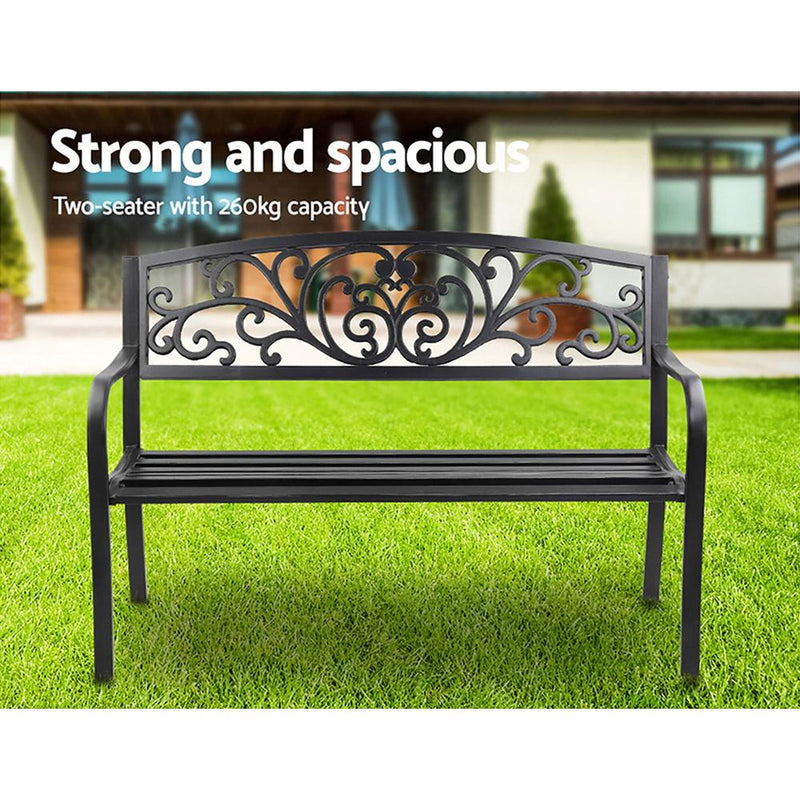 Vintage Iron Garden Bench Seat Black - Furniture - Rivercity House And Home Co.