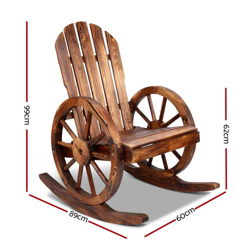 Wagon Wheels Rocking Chair - Brown - Rivercity House & Home Co. (ABN 18 642 972 209) - Affordable Modern Furniture Australia
