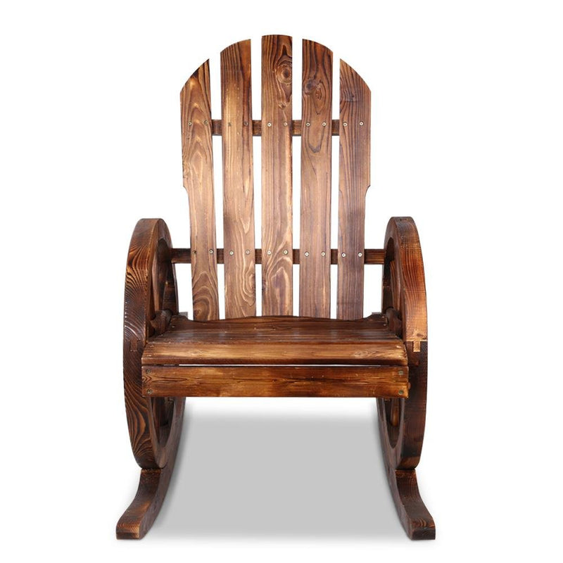 Wagon Wheels Rocking Chair - Brown - Rivercity House & Home Co. (ABN 18 642 972 209) - Affordable Modern Furniture Australia
