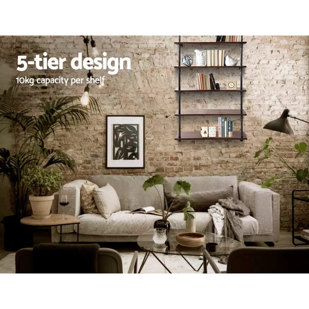 Wall Display Shelves Industrial DIY Pipe Shelf Rustic Floating Brackets - Rivercity House & Home Co. (ABN 18 642 972 209) - Affordable Modern Furniture Australia