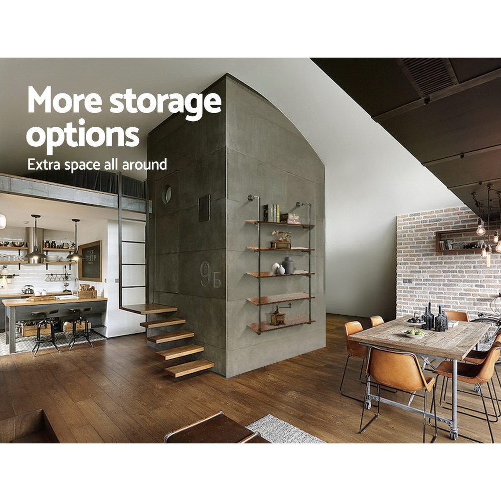 Wall Display Shelves Industrial DIY Pipe Shelf Rustic Floating Brackets - Rivercity House & Home Co. (ABN 18 642 972 209) - Affordable Modern Furniture Australia