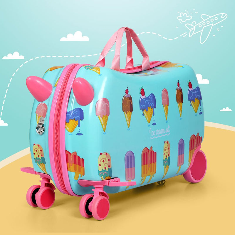 Wanderlite 17" Kids Ride On Luggage Children Suitcase Trolley Travel Ice Cream - Home & Garden > Travel - Rivercity House & Home Co. (ABN 18 642 972 209)