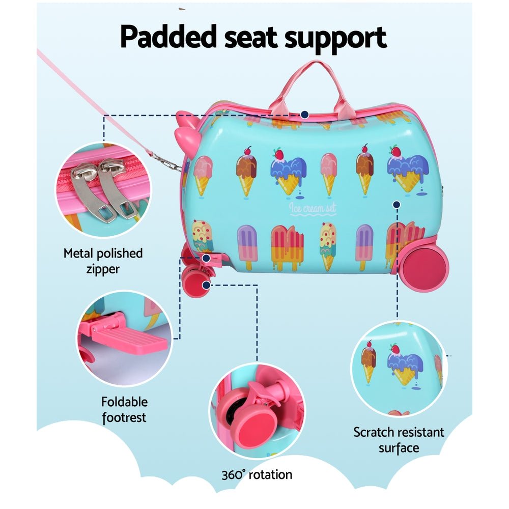 17" Kids Ride On Luggage Suitcase Ice Cream - Home & Garden > Travel - Rivercity House & Home Co. (ABN 18 642 972 209) - Affordable Modern Furniture Australia