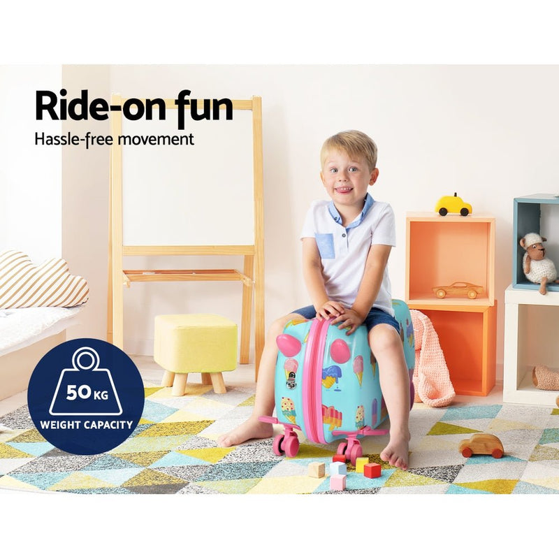 Wanderlite 17" Kids Ride On Luggage Children Suitcase Trolley Travel Ice Cream - Home & Garden > Travel - Rivercity House & Home Co. (ABN 18 642 972 209)
