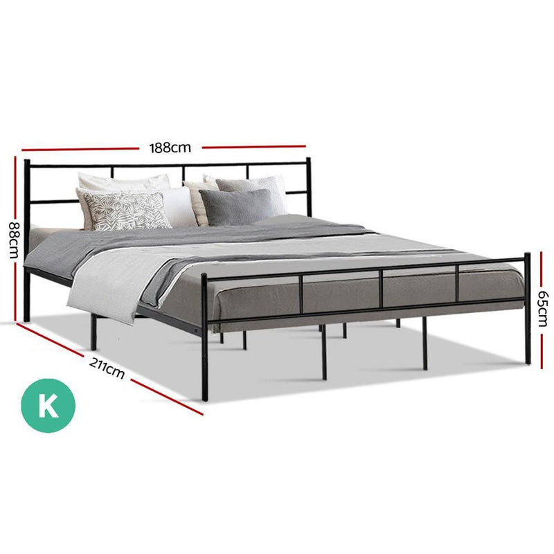 Wategos Metal King Bed Frame Black - Furniture > Bedroom - Rivercity House & Home Co. (ABN 18 642 972 209) - Affordable Modern Furniture Australia