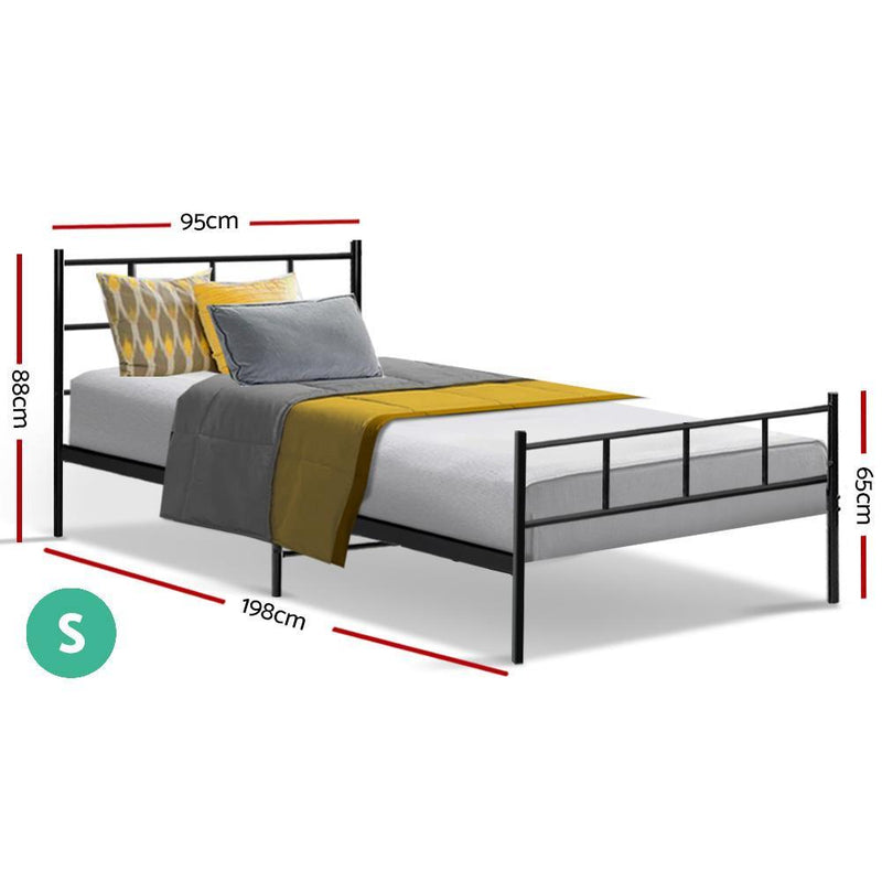 Wategos Metal Single Bed Frame Black - Rivercity House & Home Co. (ABN 18 642 972 209) - Affordable Modern Furniture Australia