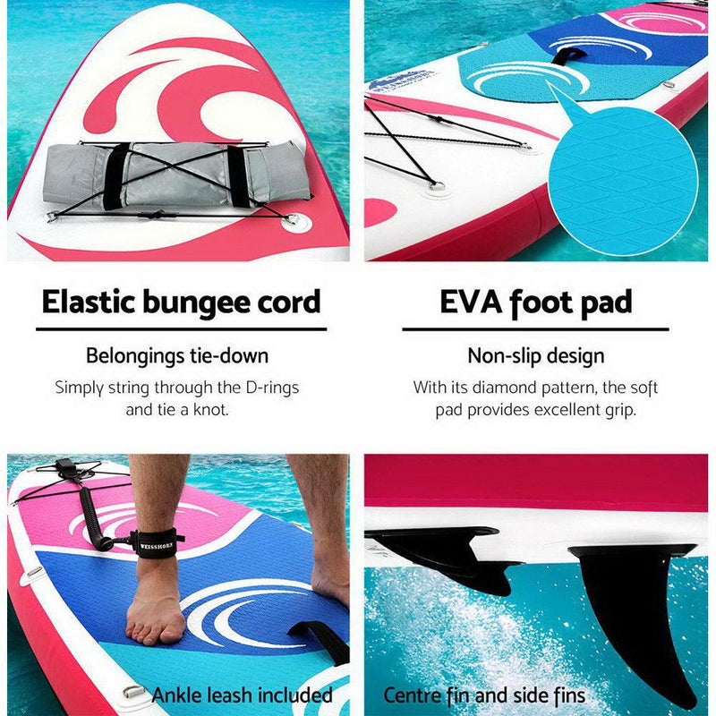 Stand Up Paddle Boards 11‚ Inflatable SUP Surfboard Paddleboard Kayak Pink - Rivercity House & Home Co. (ABN 18 642 972 209) - Affordable Modern Furniture Australia