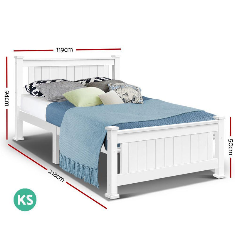Wendy Wooden King Single Bed Frame White - Furniture > Bedroom - Rivercity House And Home Co.