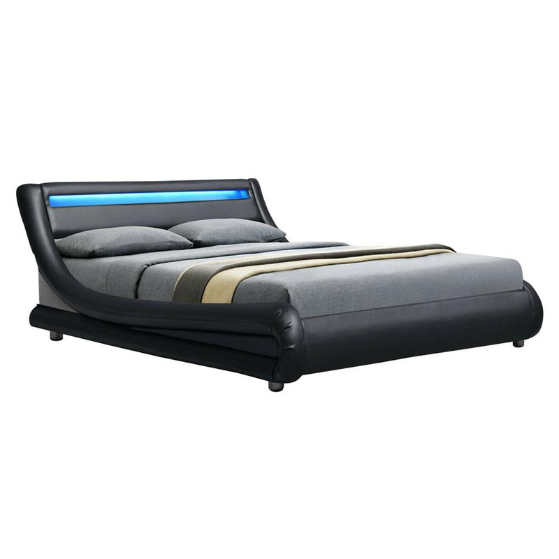 Werri LED Light King Bed Frame Black - Furniture > Bedroom - Rivercity House & Home Co. (ABN 18 642 972 209) - Affordable Modern Furniture Australia