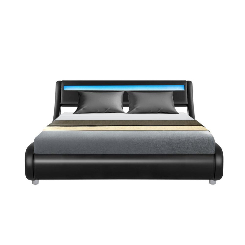 Werri LED Light Queen Bed Frame Base Black - Furniture > Bedroom - Rivercity House & Home Co. (ABN 18 642 972 209) - Affordable Modern Furniture Australia