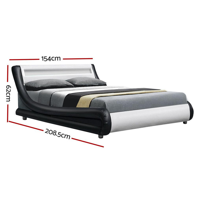 Werri PU Leather Double Bed Frame Base White & Black - Furniture > Bedroom - Rivercity House & Home Co. (ABN 18 642 972 209) - Affordable Modern Furniture Australia