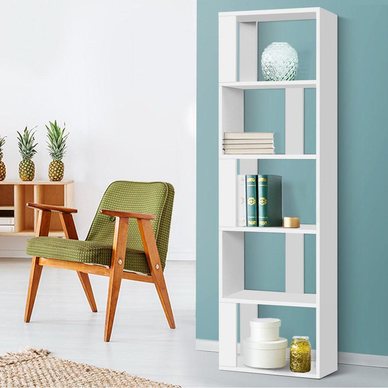 White 5 Tier Bookshelf - Furniture - Rivercity House & Home Co. (ABN 18 642 972 209) - Affordable Modern Furniture Australia