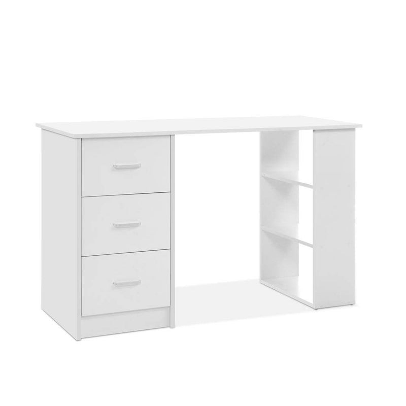 White Computer Desk With 3 Drawers & Shelves 120cm - Furniture - Rivercity House & Home Co. (ABN 18 642 972 209) - Affordable Modern Furniture Australia