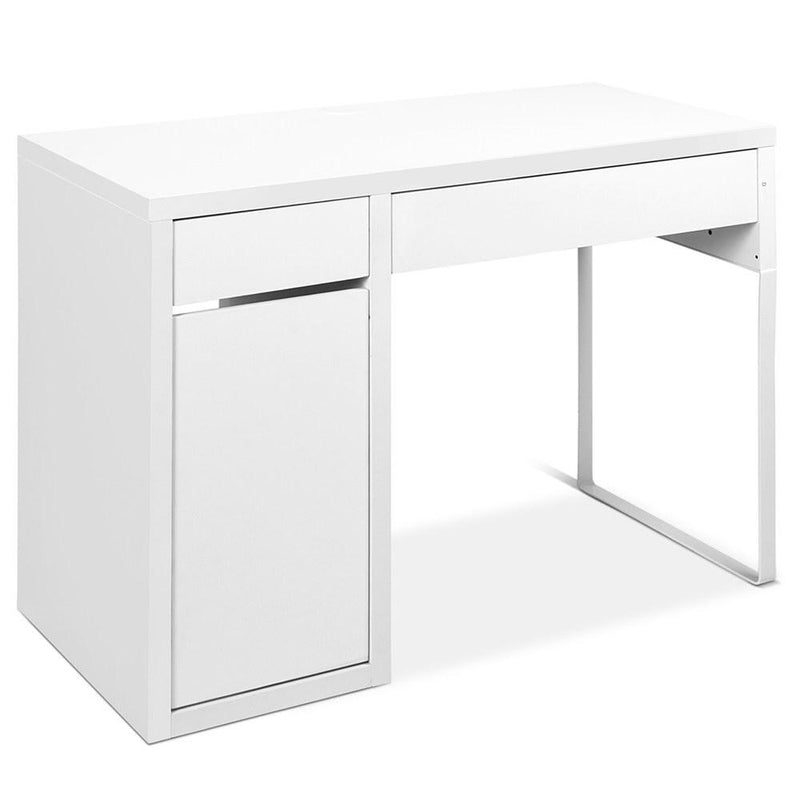 White Desk With Storage Cabinet & 2 Drawers - Furniture - Rivercity House & Home Co. (ABN 18 642 972 209) - Affordable Modern Furniture Australia