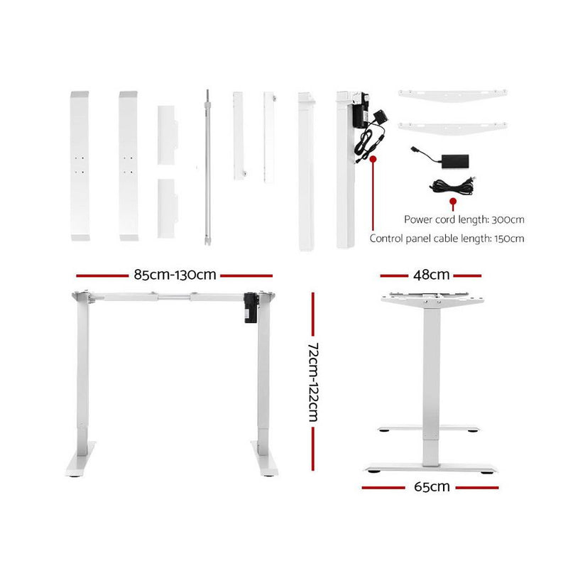 White Frame / White Top Motorised Height Adjustable Sit or Stand Workstation (140cm) - Rivercity House & Home Co. (ABN 18 642 972 209) - Affordable Modern Furniture Australia
