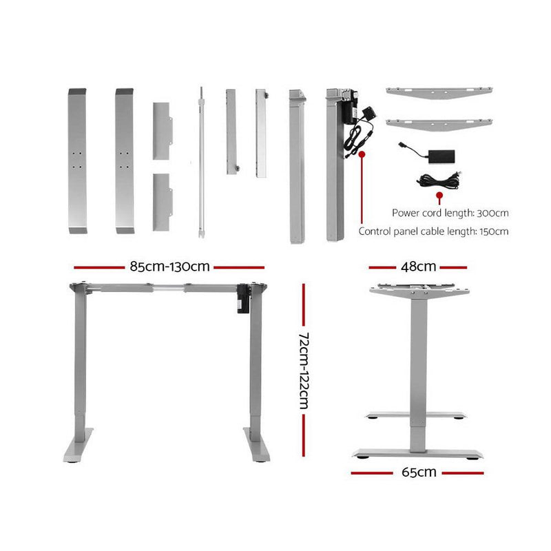 White Top / Silver Frame Motorised Height Adjustable Sit or Stand Workstation (140cm) - Brand - Rivercity House & Home Co. (ABN 18 642 972 209) - Affordable Modern Furniture Australia