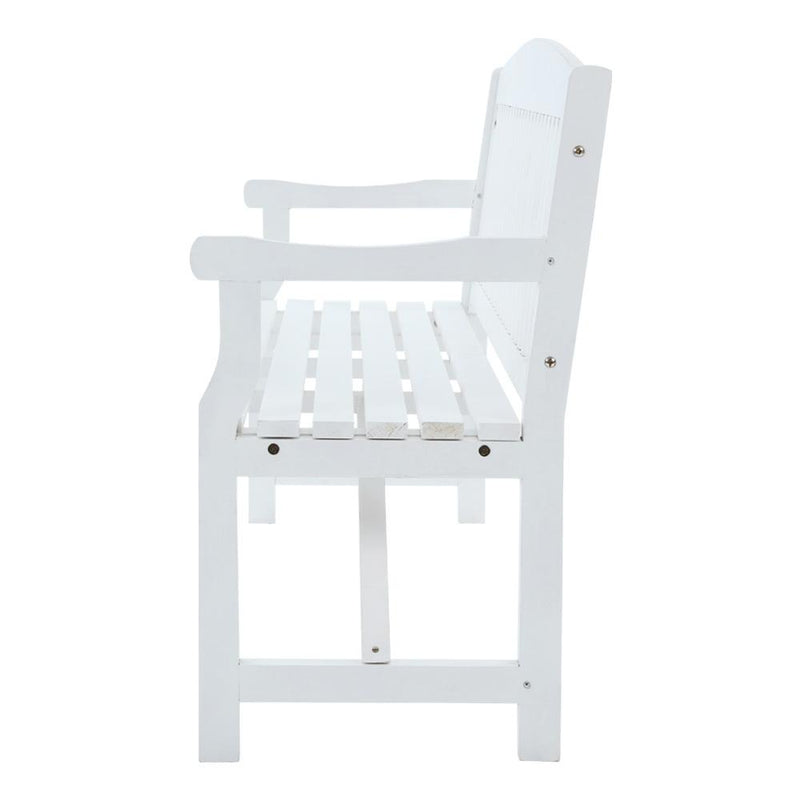 White Wooden Garden Bench 3 Seater - Rivercity House & Home Co. (ABN 18 642 972 209) - Affordable Modern Furniture Australia