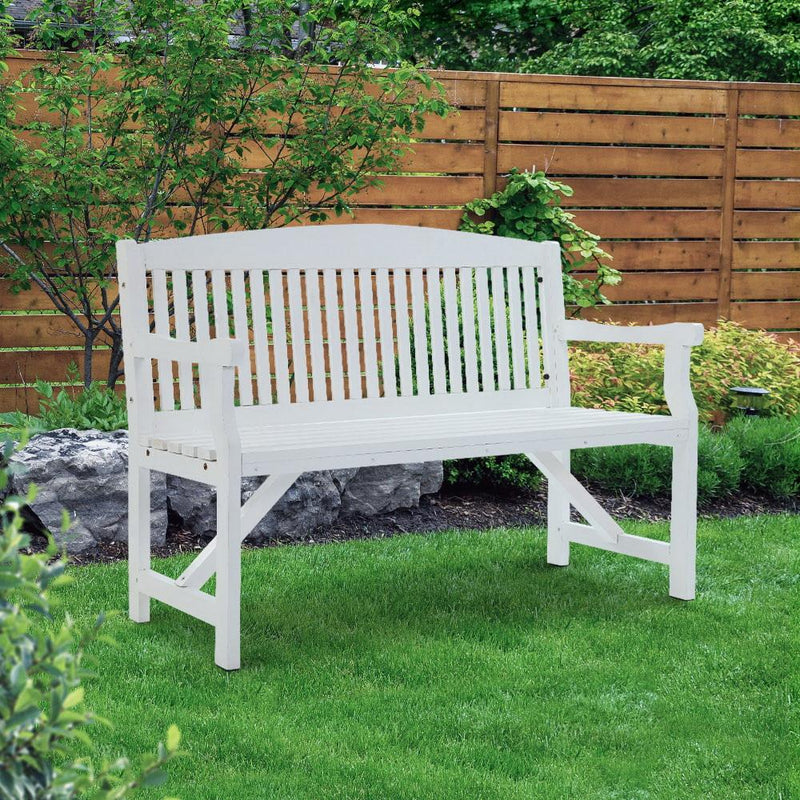 White Wooden Garden Bench 3 Seater - Rivercity House & Home Co. (ABN 18 642 972 209) - Affordable Modern Furniture Australia