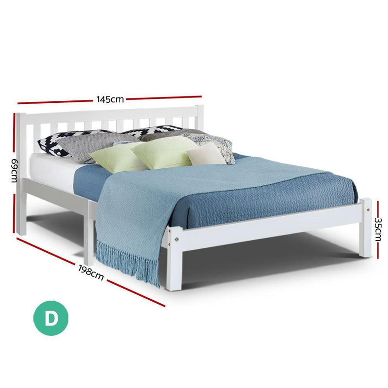 Whitehaven Wooden Double Bed Frame White - Furniture > Bedroom - Rivercity House And Home Co.