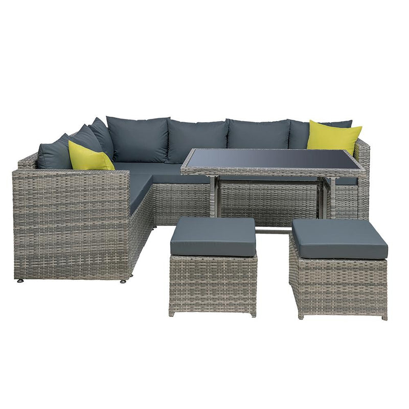Wicker Outdoor Sofa Dining Set - Grey - Furniture > Outdoor - Rivercity House And Home Co.