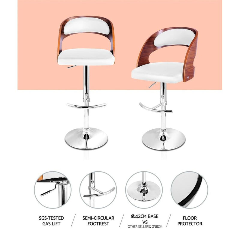 Wooden Bar Stool Bar Stool Kitchen Dining Chairs Gas Lift Bella White - Furniture > Bar Stools & Chairs - Rivercity House & Home Co. (ABN 18 642 972 209) - Affordable Modern Furniture Australia