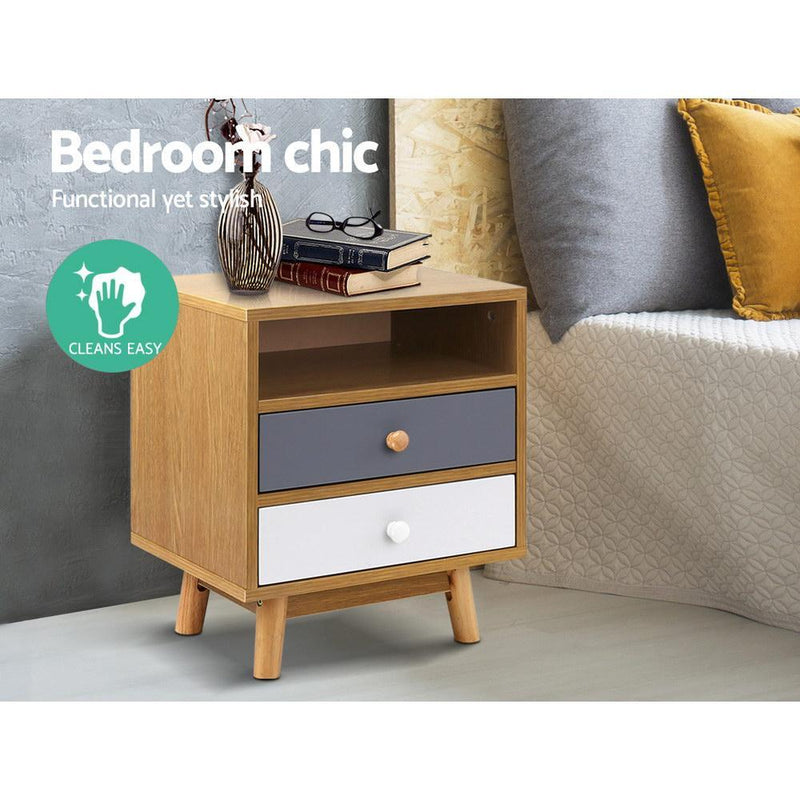 Wooden Bedside Table - Rivercity House & Home Co. (ABN 18 642 972 209) - Affordable Modern Furniture Australia