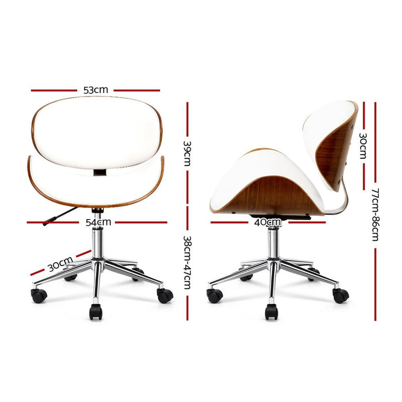 Wooden Curved Back Office Chair (Brown & White) - Rivercity House & Home Co. (ABN 18 642 972 209) - Affordable Modern Furniture Australia