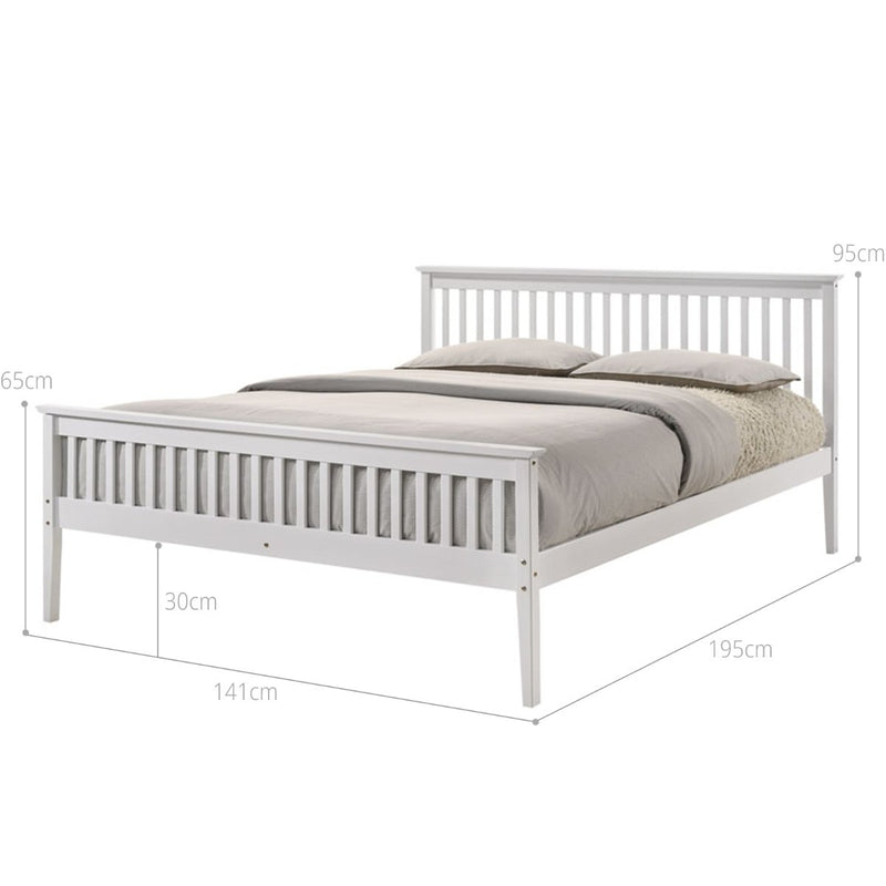 Wooden Double Bed Frame White - Furniture > Bedroom - Rivercity House & Home Co. (ABN 18 642 972 209) - Affordable Modern Furniture Australia