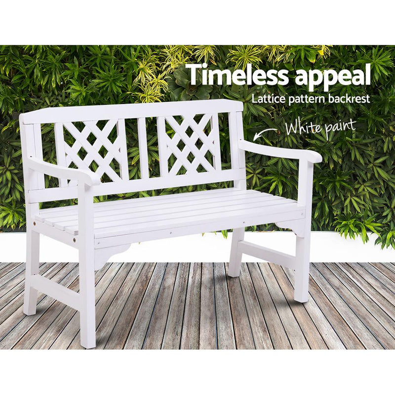 Wooden Garden Bench (White) - Rivercity House & Home Co. (ABN 18 642 972 209) - Affordable Modern Furniture Australia