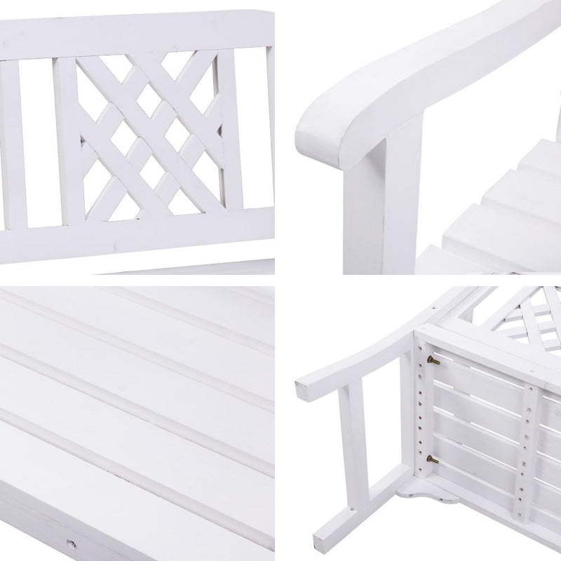 Wooden Garden Bench (White) - Rivercity House & Home Co. (ABN 18 642 972 209) - Affordable Modern Furniture Australia