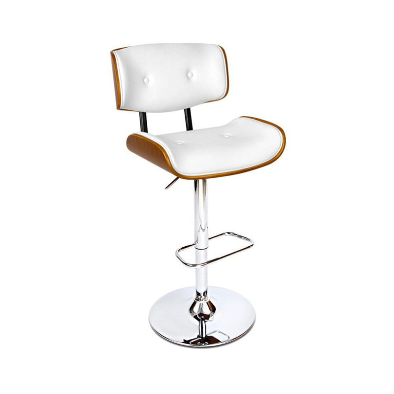 Wooden Gas Lift Bar Stool - White and Chrome - Rivercity House & Home Co. (ABN 18 642 972 209) - Affordable Modern Furniture Australia