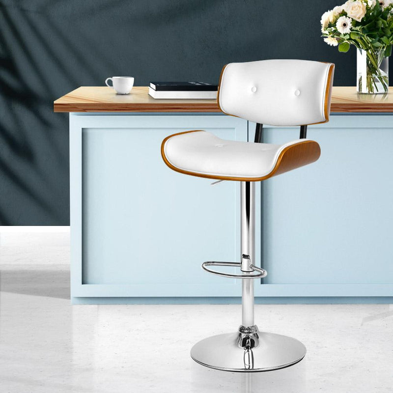 Wooden Gas Lift Bar Stool - White and Chrome - Rivercity House & Home Co. (ABN 18 642 972 209) - Affordable Modern Furniture Australia