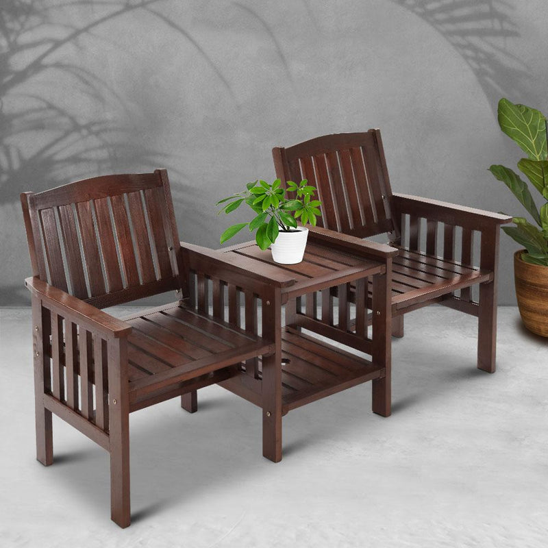 Wooden Love Seat Bench - Furniture - Rivercity House & Home Co. (ABN 18 642 972 209) - Affordable Modern Furniture Australia